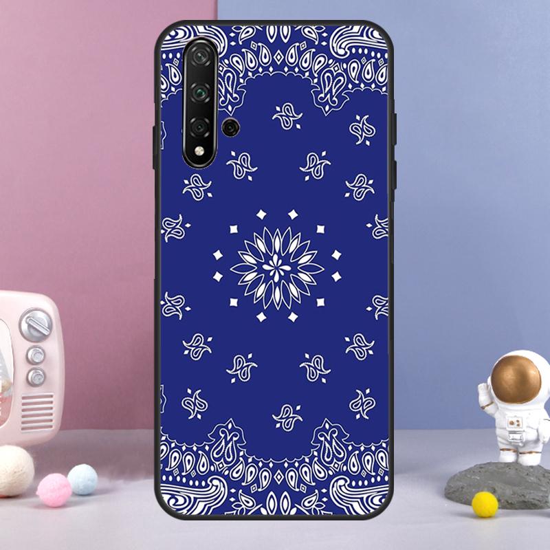 Синяя бандана для Huawei Nova Y60 Y61 Y70 Y72 Y73 Y90 Y91 9 10 SE 7i 8i 11i 12i P30 P40 Lite P60 Pro Чехол