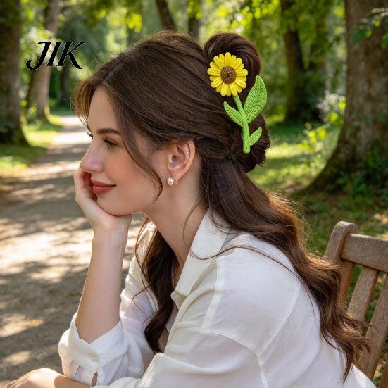 Fashionable Hair Barrettes for Girls Tulip Sunflower Plastic Claw Clip, Cute Floral Hairpin Decoration Accessories Women Girls, Summer Beach