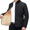 Men's Winter Thickened Down Cotton Clothes, Solid Color Casual Stand Collar Single Breasted Fleecing Cotton-padded Clothes