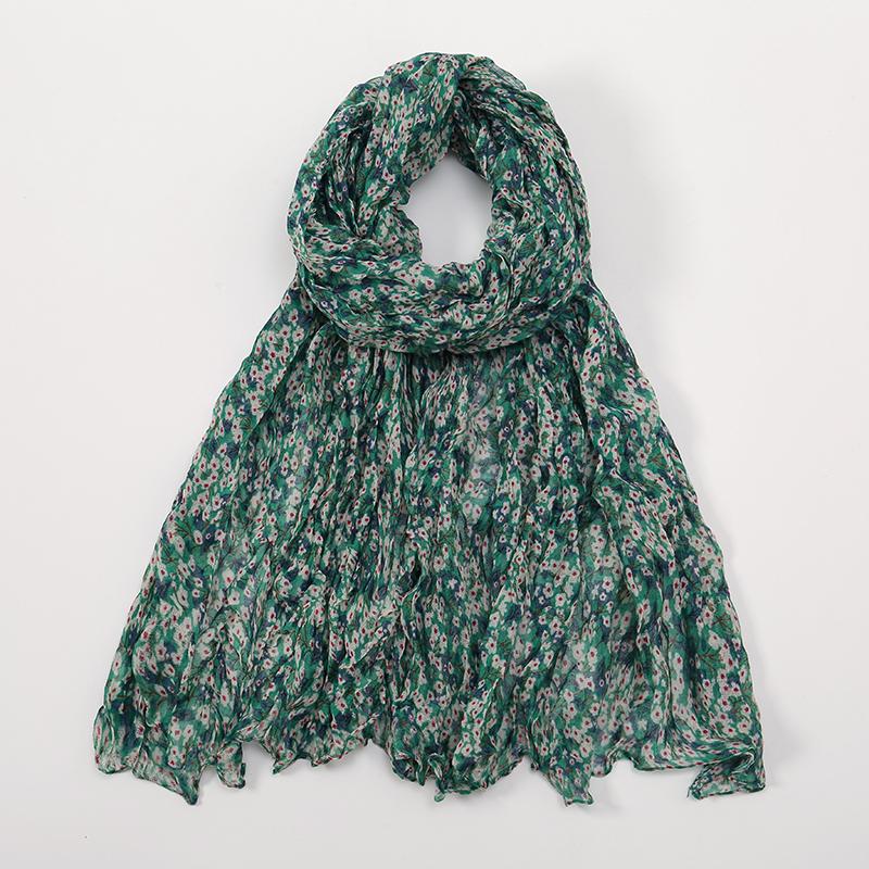 Новые мусульманские хиджабы из жатой ткани с цветочным принтом из хлопка и вискозы для женщин, длинные шали, платки на голову, обертывания, фолард, исламский тюрбан, повязка на голову, бандана