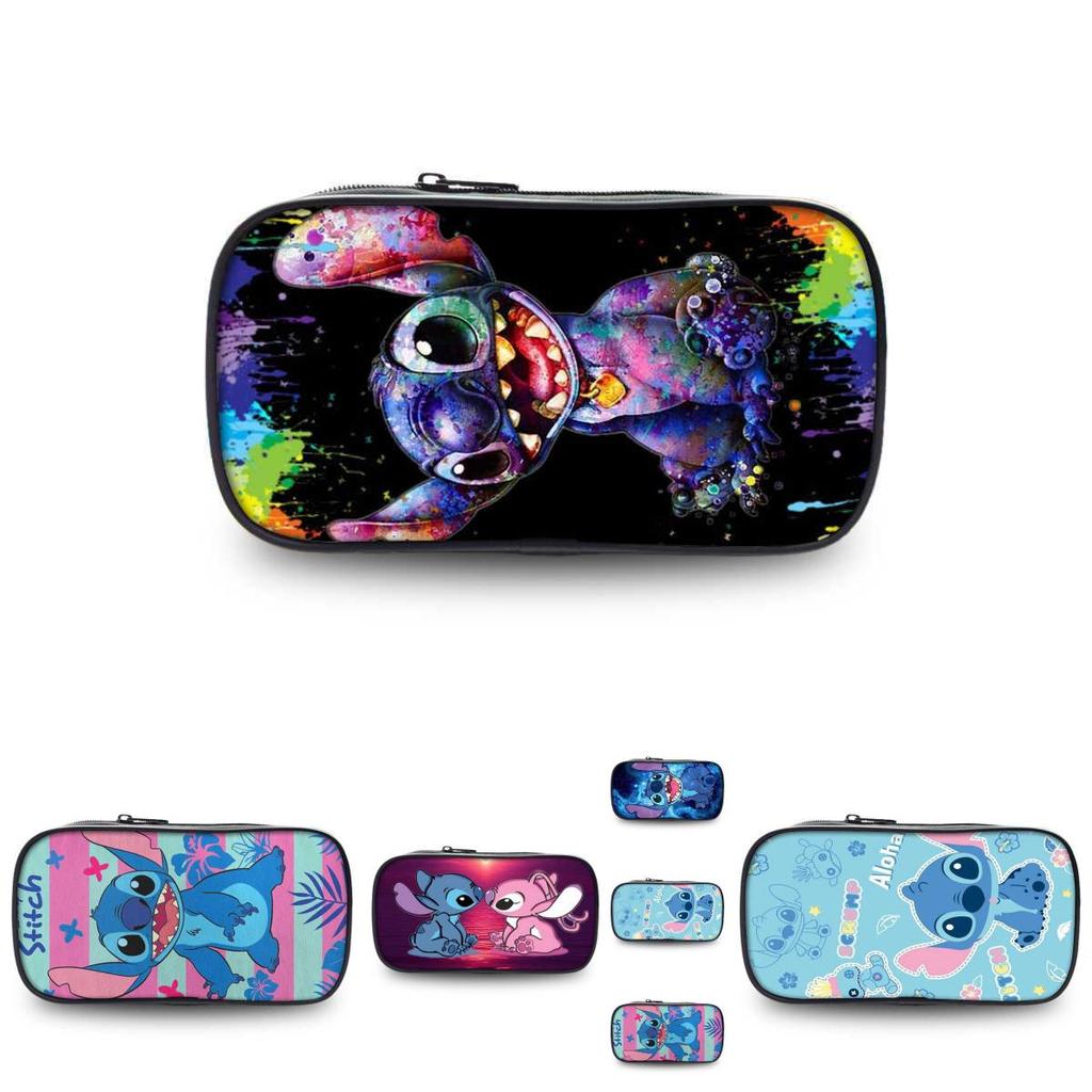 Charming Stitch Student Pencil Case Durable Polyester Cartoon Stationery Holder