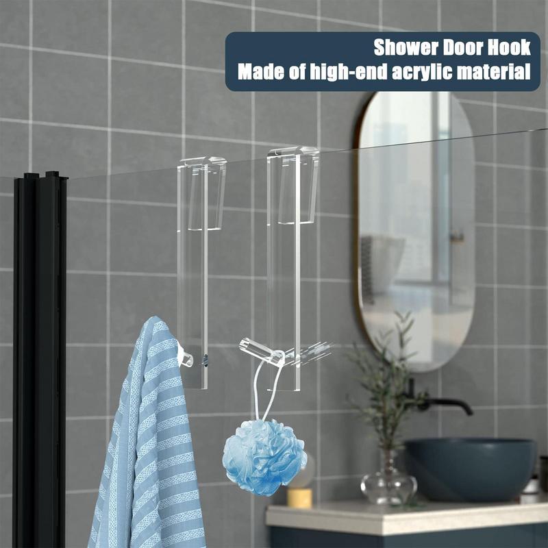 Transparent Bathroom Hooks For Towels Bathroom Door Over Shower Towel Rack No Drilling Shrinkable Opening Bedroom Clothes Hanger