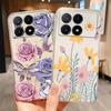 Чехол для телефона для Xiaomi Poco X6 X5 X4 M4 X3 Pro 15 15T 14T 13T 11T 10T Розовый цветок масляная живопись Прозрачный Clear Лавандовый Чехол
