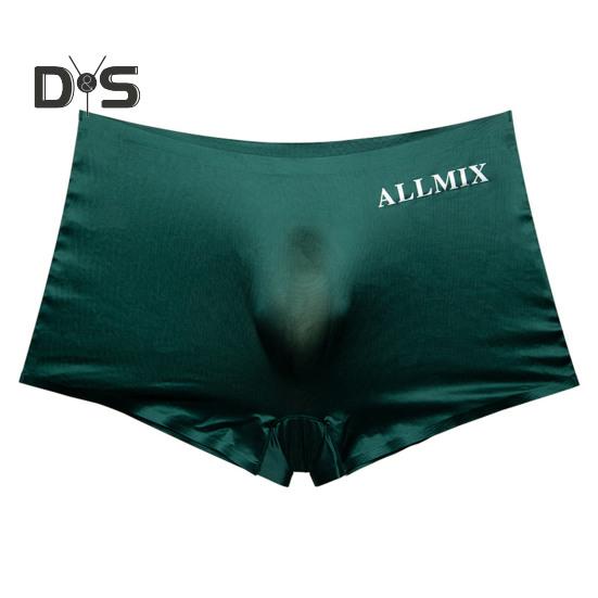 Men 3D U-Convex Shorts Briefs Mid-rise Elastic Waistband Letter Print Underwear Ice Silk Fabric Translucent Underpants