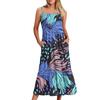 Women's Long Beach Casual Elegant Spaghetti Strap Maxi Dress Stitching Low-key Flowing Bohemian Dress