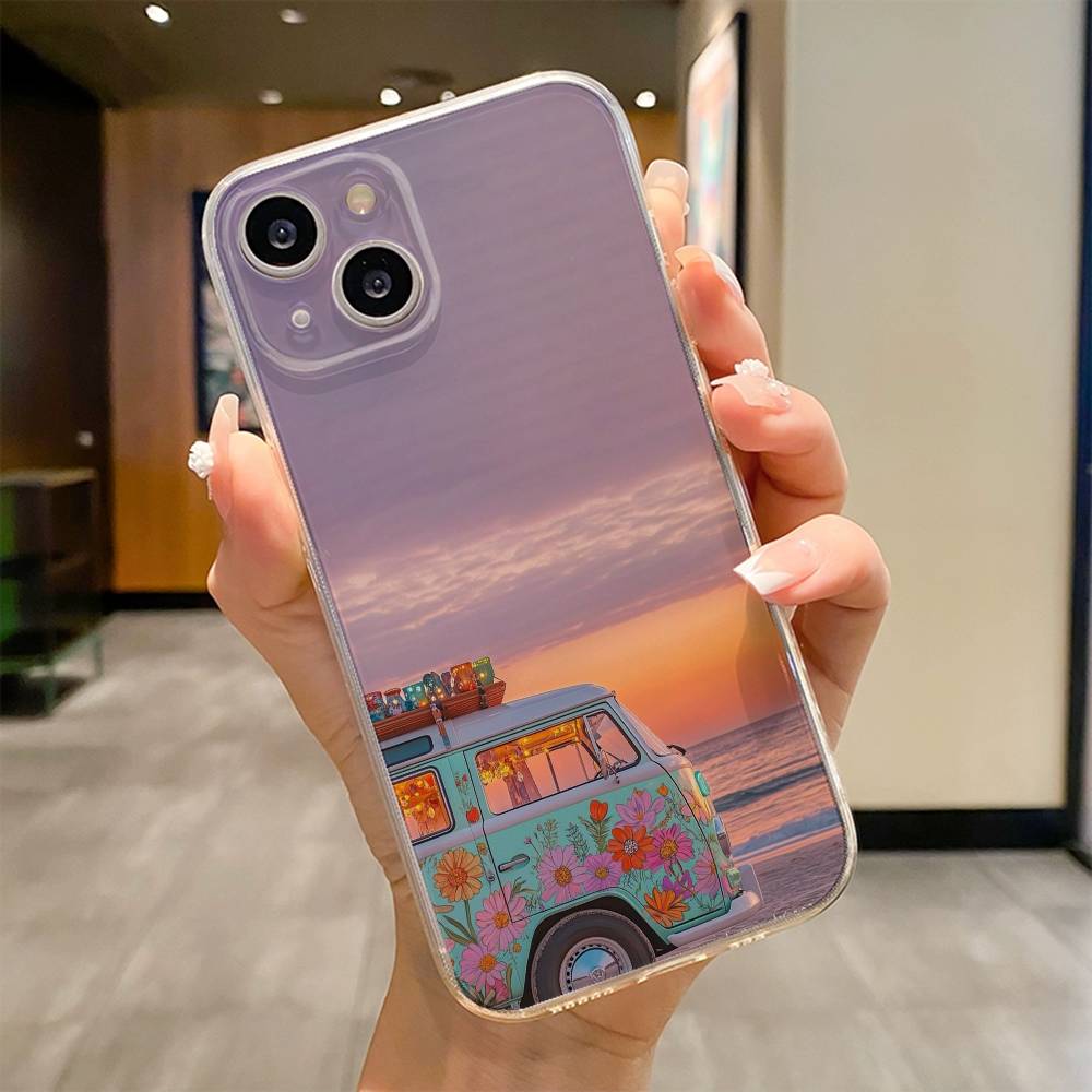 Чехол для телефона 'Комби-фургон Серфинг' для iPhone 17 16e 16 15 14 13 12 11mini Pro Max X XR XSMAX 8 7 Air Plus Мягкая крышка