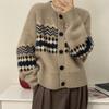Autumn Warm Single Breasted Knitted Sweater Women Fashion Casual Jacquard Crochet Cardigan