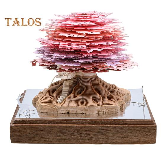 3D-календарь со светодиодной подсветкой, художественная бумажная скульптура, домик на дереве, отрывной календарь с подсветкой, специальное бумажное украшение для рабочего стола