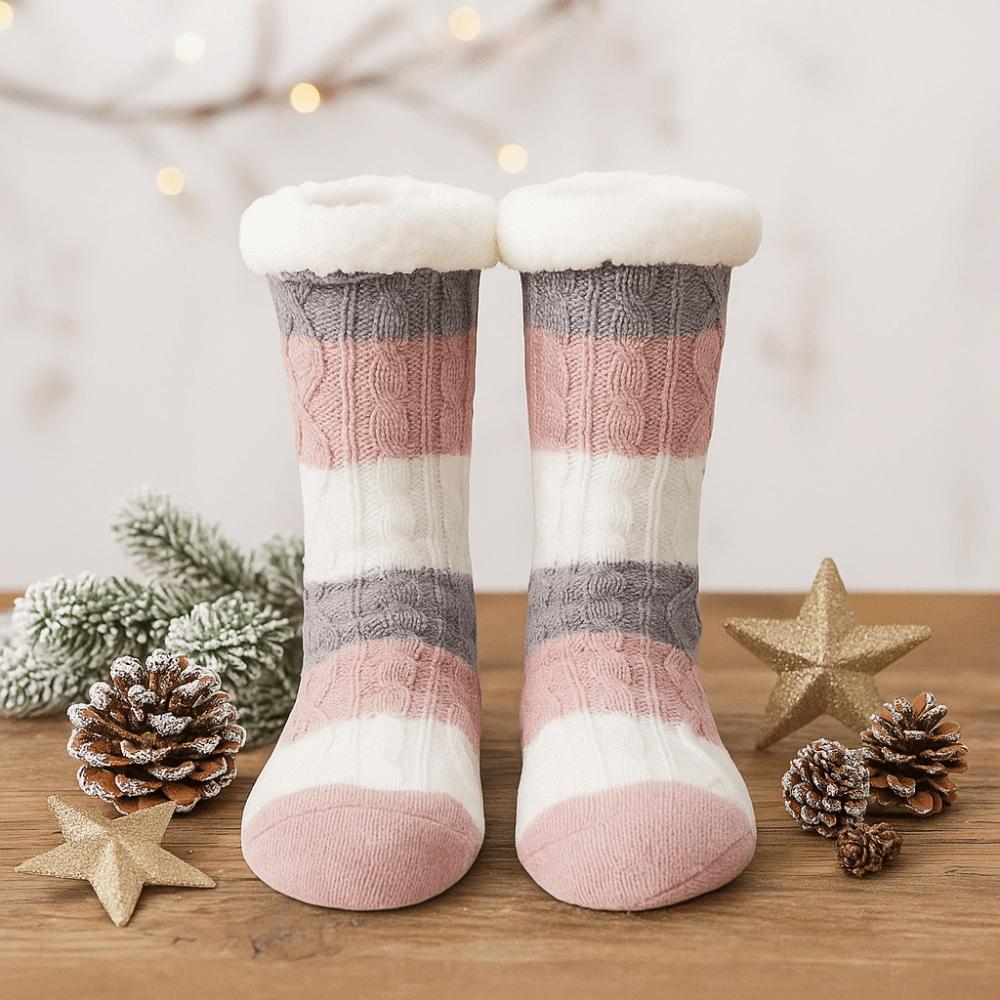 Fried Dough Twist Coral Fleece Socks Plush Winter Floor Socks Stripe Fleece Socks Fall Winter