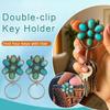 Turquoise Inlaid Bag Clip Key Holder Bohemian Style Flower Design Key Finder Car Keychain Hook Purse Accessories
