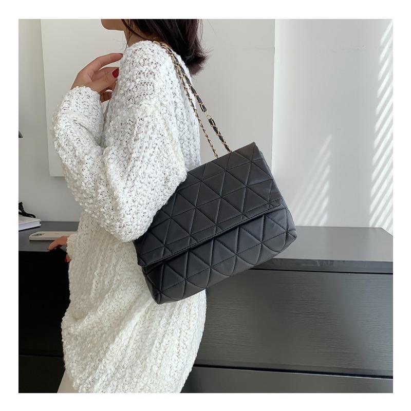 Популярные сумки большой вместимости, новая корейская версия модной сумки через плечо с бриллиантами, женская сумка-тоут с цепочкой из искусственной кожи