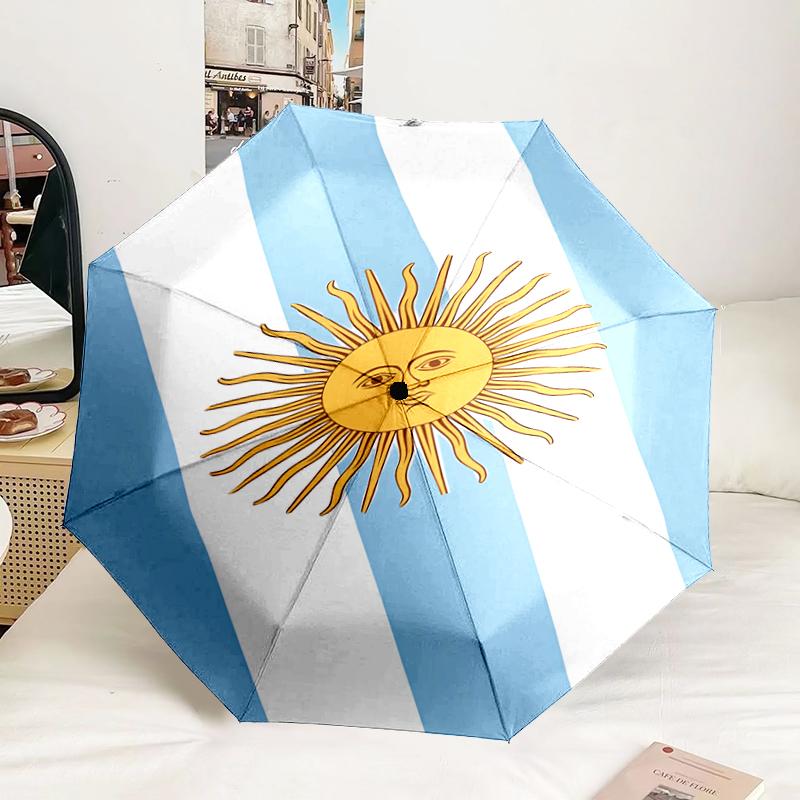 Argentina Flag Design Automatic Folding Umbrella - 8-Rib Travel Umbrella with Auto Portable Case, Ideal Gift for Birthdays