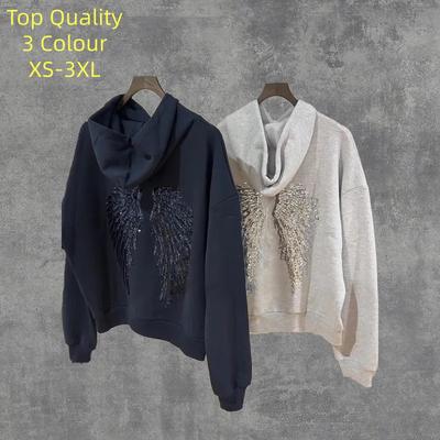 Худи в стиле Y2K ретро с пайетками в виде крыльев ангела, толстовка, украшение, Харадзюку, милая леди, повседневная уличная одежда, свободный крой, пуловер, пальто