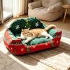 Christmas Tree Elk Design Cat Sleeping Mat Washable Pet Sleeping Bed Dog Nest Mat  Indoor