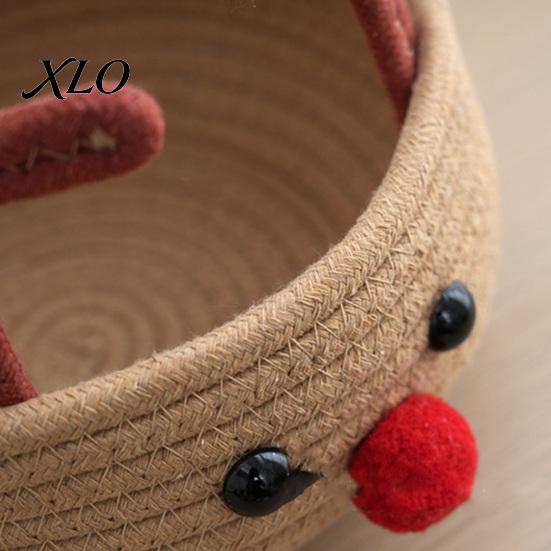 Multi Purpose Storage Box Cute Reindeer Cotton Rope Woven Box, Large Capacity Soft Decorative Bin Fabric Basket, Sundries Organizer for Nursery