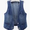 Fashion Denim Vest Female Streetwear V Neck Women Vest Summer Large Size Waistcoat Jeans Tops Sleevless Jacket