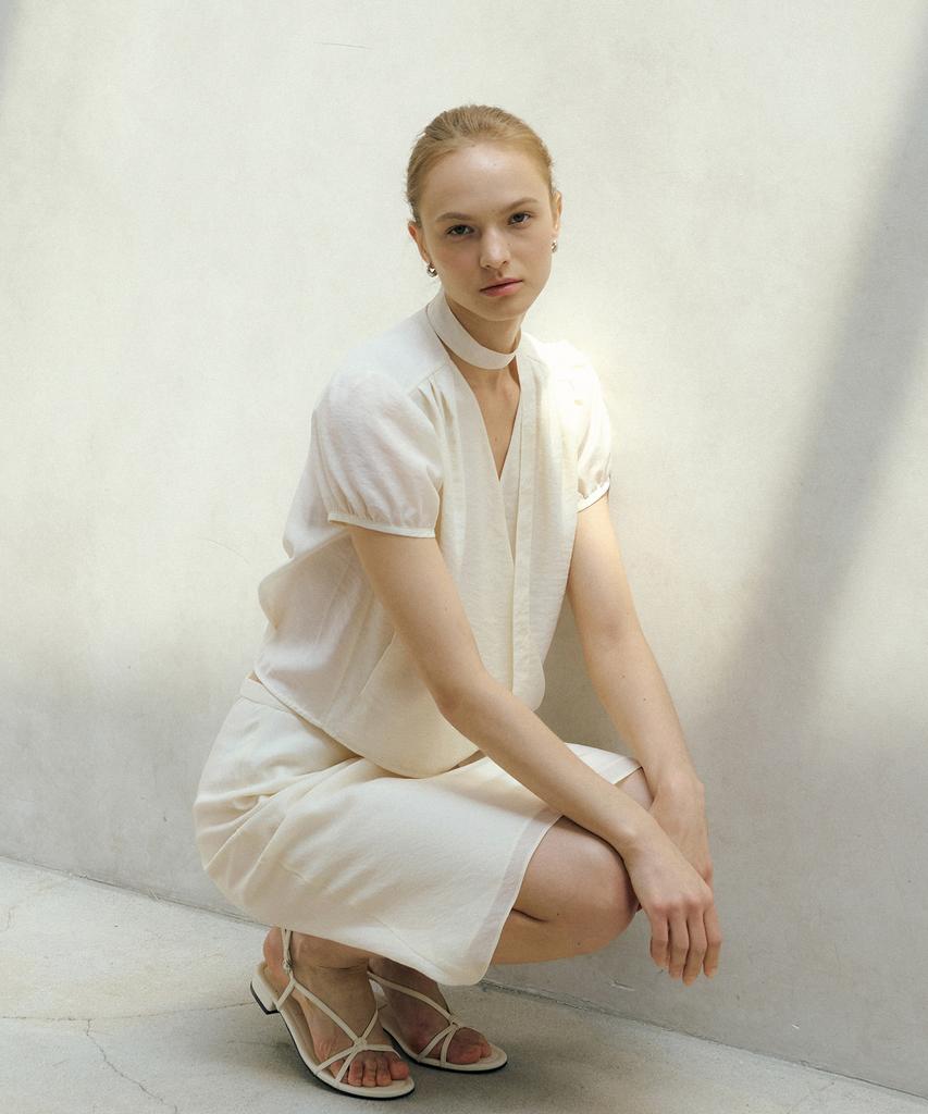 OCTETTE Lorin Sheer Tie Blouse_Cream
