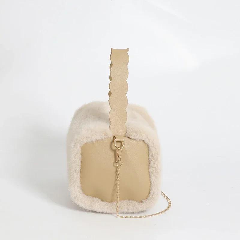 Плюшевая однотонная повседневная молодежная сумка, модная женская сумка через плечо, легкая роскошная универсальная сумка через плечо