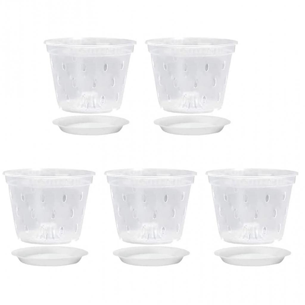 Pots 5.5inch Plastic Orchid Pots with Holes and SaucersSlotted 1/5 Pack