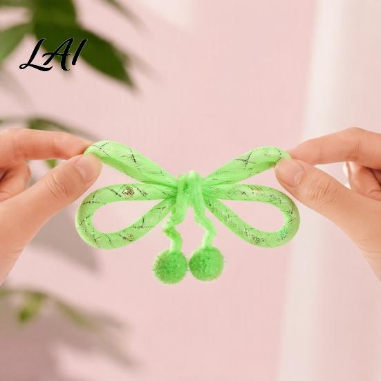 Plush Ball Teaser Toy Mesh Tube Cat Toy Butterfly Shape Interactive Chew with Bells Toys for Multi Households And Balls Flexible Indoor Cats Kittens