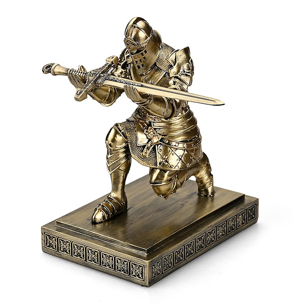 HDMbigmi Kingsguard Knight Pen Holder Pen Stand Desk Organizer and Accessories Resin Pencil Holder with Metal Sword Letter Opener for Office and Home