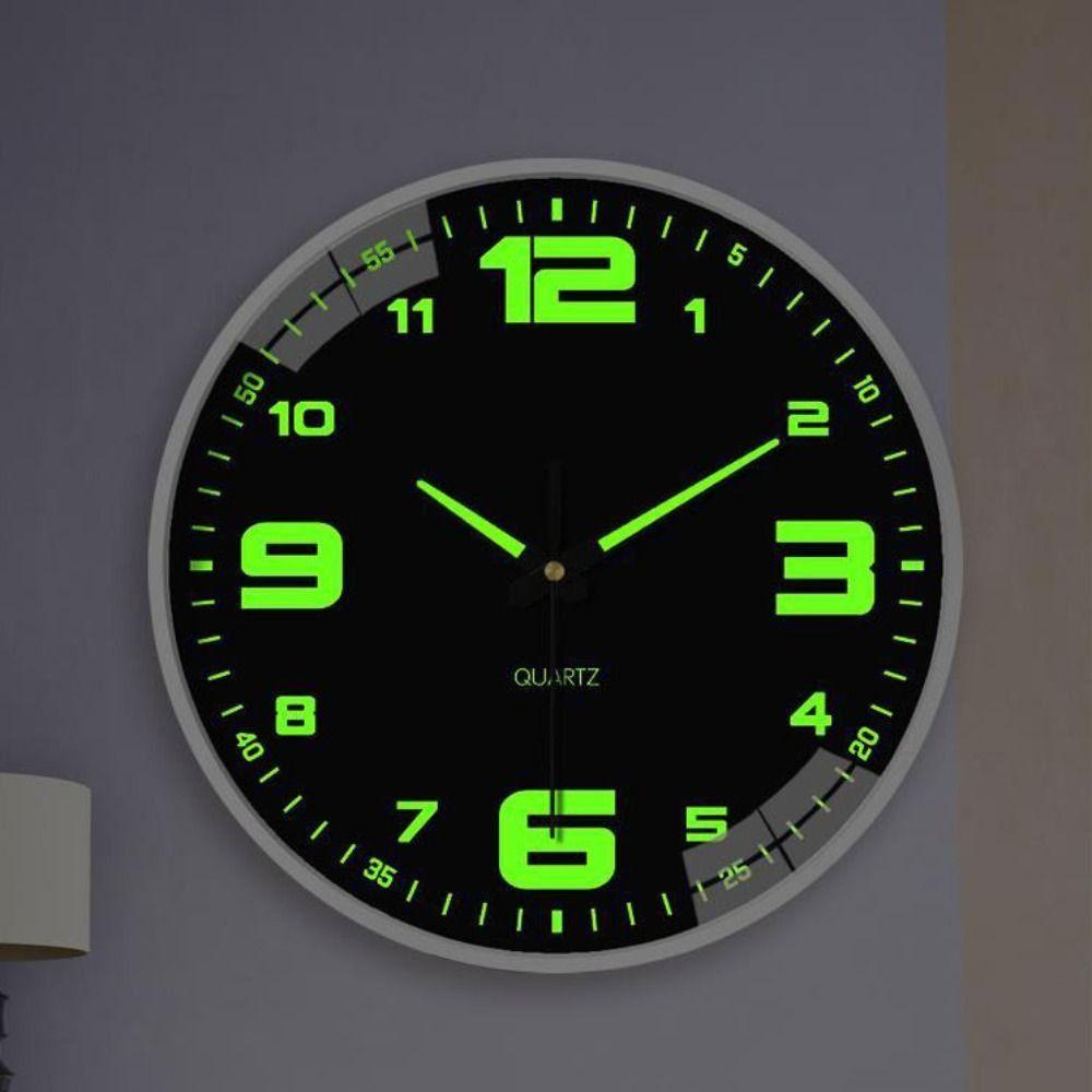 Round Luminous Wall Clock Silent Digital Clock Light Glow In The Dark Quartz Wall Clock Home