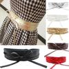 Womens Faux Leather Wide Self Tie Wrap Around Obi Waist Band Boho Dress Belt