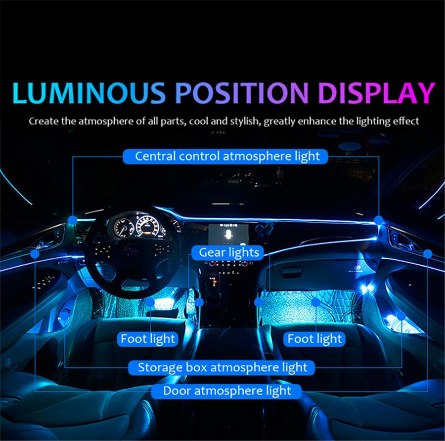 10in1 64Colors LED Wireless No Threading Car Ambient Light Foot Lamp App Control