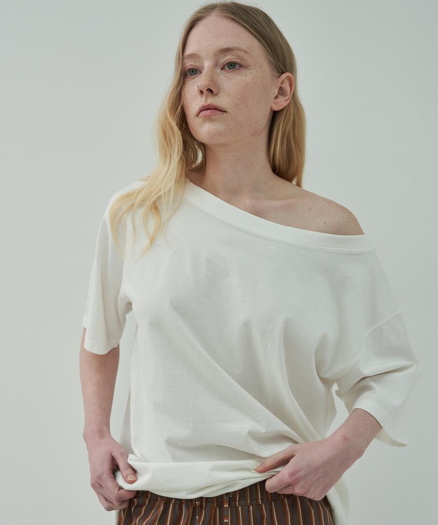 MOTT Boat Neck Half T-Shirt - White