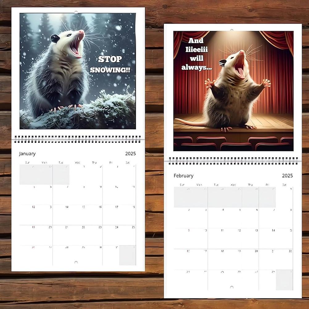 2026 Screaming Opossum Calendar New Monthly Planner Funny Opossum Picture Home Ornaments Novelty Year 12 Month Schedule