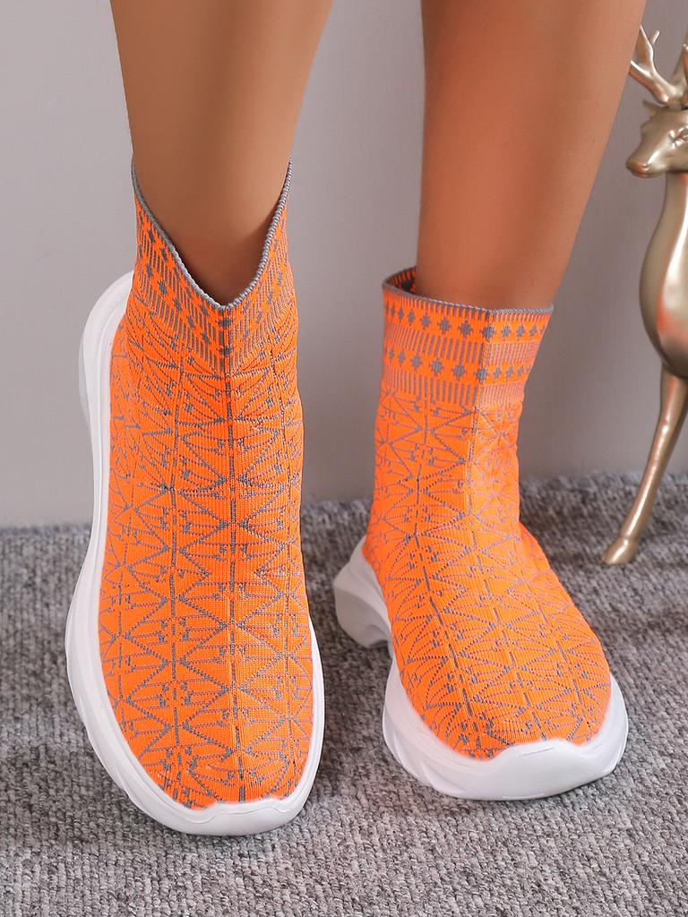 Модные носки кроссовки женская спортивная обувь спортивная обувь женские дышащие повседневные эластичные ботинки на толстой подошве из вулканизированной стали