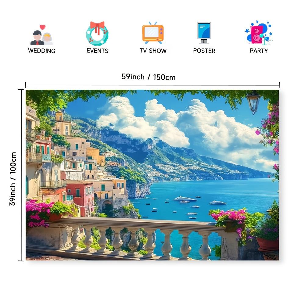 1 piece of Amalfi Coast Italian landscape background, perfect for families, gatherings, and themed spaces