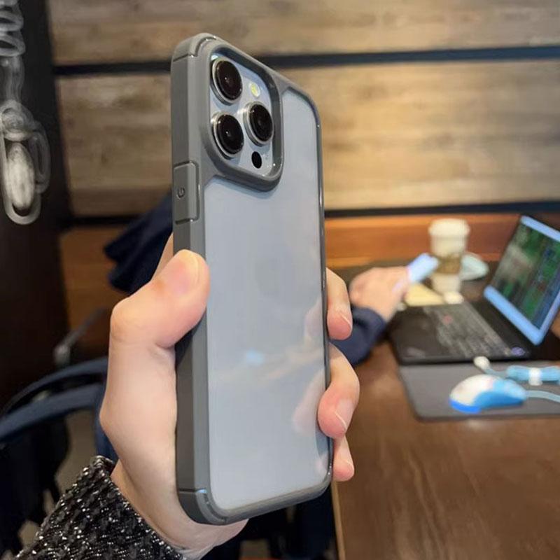 Natural titanium shockproof hard case for iPhone 16 15 14 13 12 11 Pro Max Plus thickened anti fall protection clear phone cover