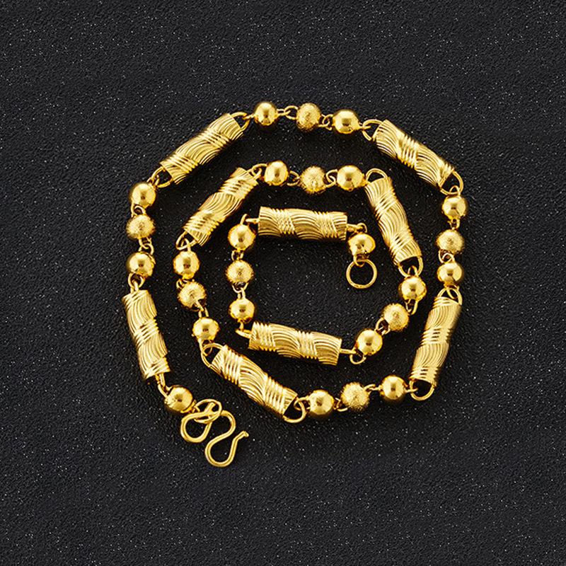 Мужское цилиндрическое золотое ожерелье, Властное вьетнамское ожерелье из песочного золота, Позолоченное ожерелье-имитация в подарок