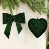 Бархатные елочные украшения Стразы Сердце Форма банта Подвесной декор для рождественской елки Витрина и Фермерский дом DIY Поделки