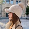 Winter New Duck Tongue Wool Hat Women's Thickened Warm Ear Protection Hairball Knitted Hat Cycling Cold Hat