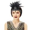 1920s Flapper Headpiece 20s Carnival Feather Headband Crystal Beaded Great Gatsby Hairband