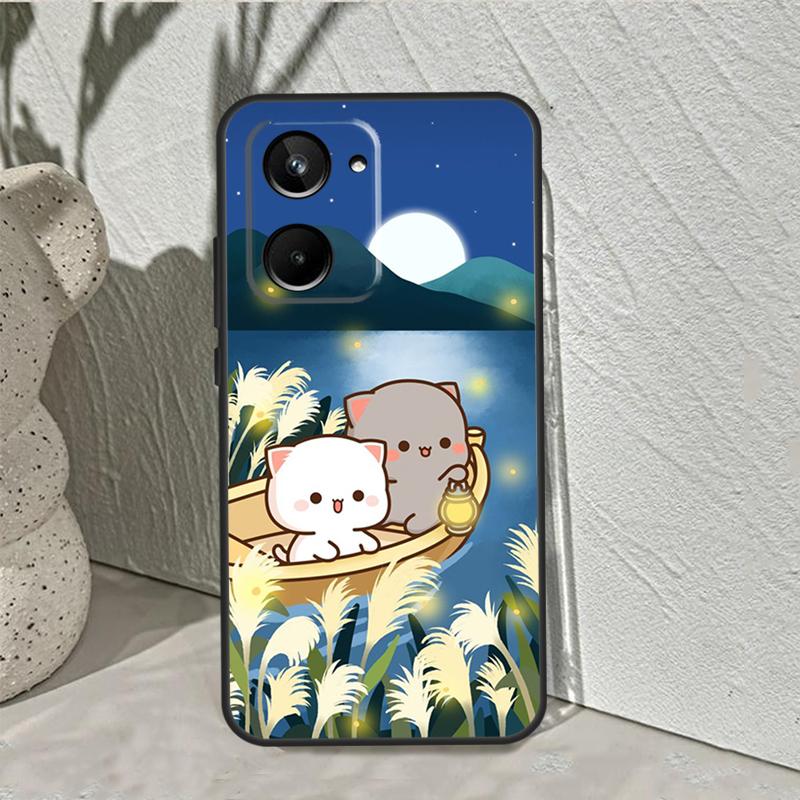 Мультяшный Чехол-Кот Персик Моти Для Realme C53 C30 C55 C33 C35 C31 C21Y C25s C15 C11 GT Neo 5 3T 2T 8 9 10 11 Pro Plus