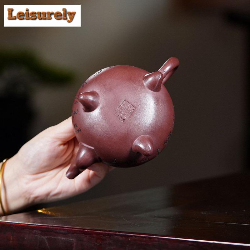 330 мл чайники из фиолетовой глины Исин, ручной работы, горшок Tripodia, сырая руда, кровь дракона, песок, грязь, чайник с ситечком, чай Zisha