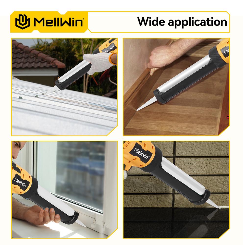 MELLWIN 10 унц/300 мл Пистолет для герметика для стекла Аккумуляторный Двери и окна Электрический инструмент для заделки швов Для аккумулятора Makita 18 В Штифт