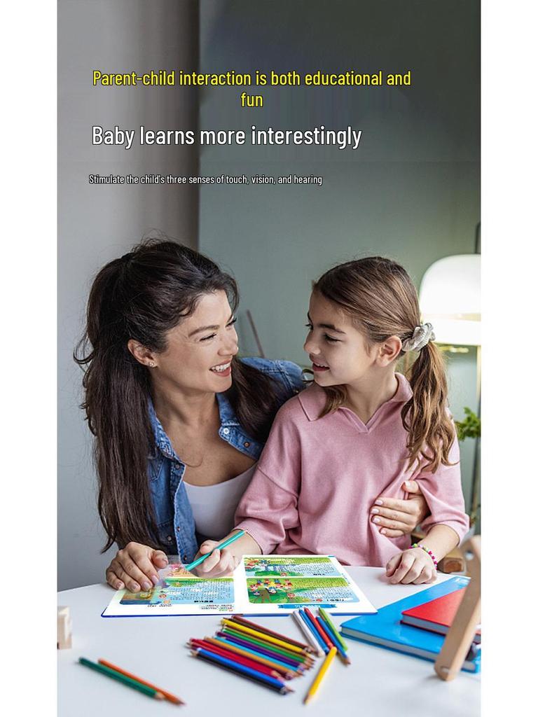 Интерактивная книга со звуком для чтения перед сном с обучающей смарт-ручкой