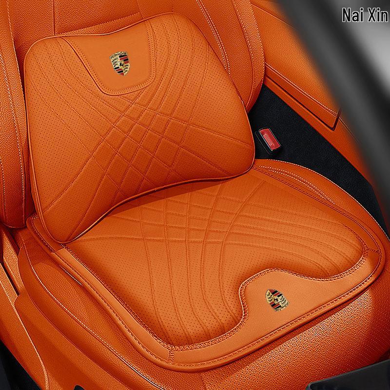 Комплект комфорта для автомобиля Porsche: Подголовник, поясничная поддержка и подушка сиденья для комфорта шеи и спины в Cayenne, Macan, Panamera, 718 и Taycan.