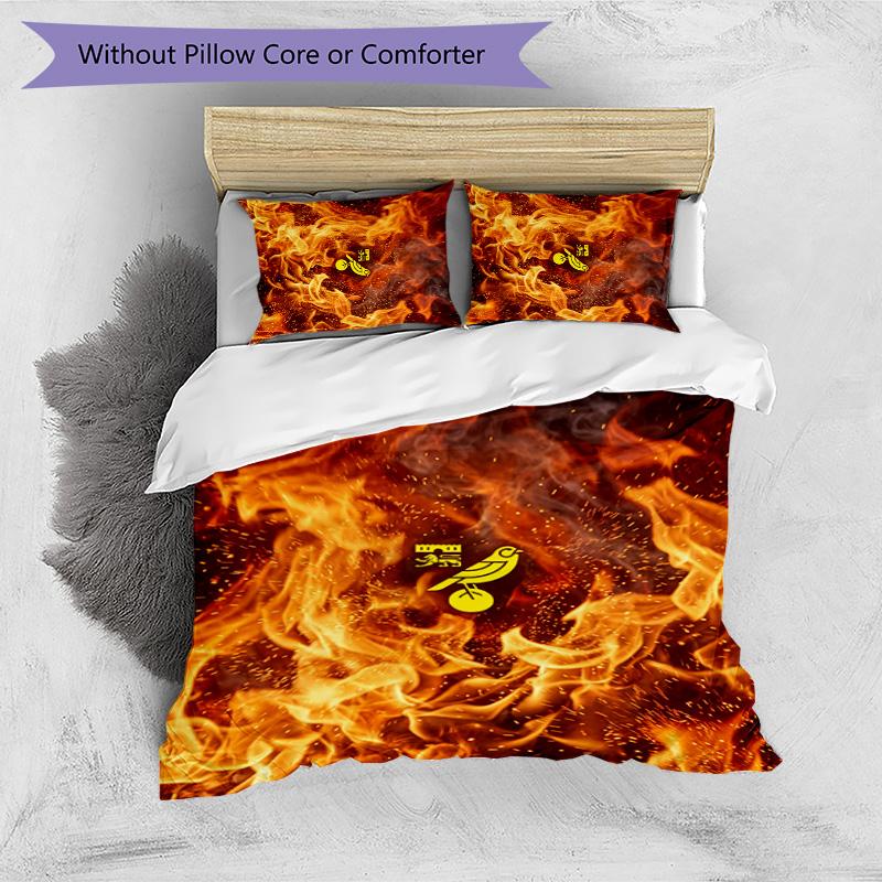 Norwich City Football Printed 3 Pieces Bedding Set, Comfortable Skin Friendly Bedroom Duvet Cover Set
