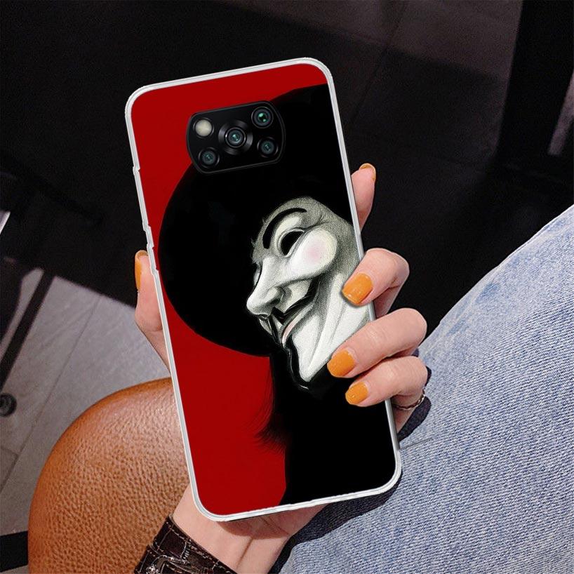 Анонимный чехол-маска V для телефона Xiaomi Poco X7 X6 X5 Pro F7 Ultra Redmi 15C 15 13C 13 12C 12 10 10A 10C 9 9A 9C 9T Обложка Poco X7