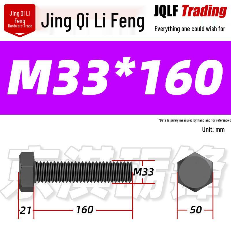 12.9 Grade High-Strength Blackened Hex Bolt M22-M48