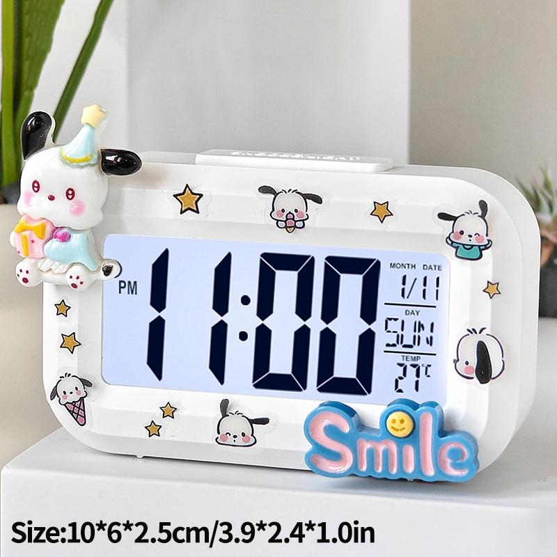 Светодиодные цифровые часы Hello Kitty Melody, Будильник Kuromi с ночником, Настольные часы, Украшения для рабочего стола, спальни, прикроватной тумбочки, Подарок для детей