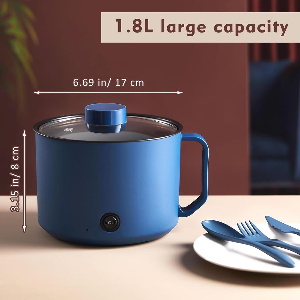 Cooker Hot Pot Electric Dual Power Noodle Cooker, Boil Dry Protection, Nonstick,