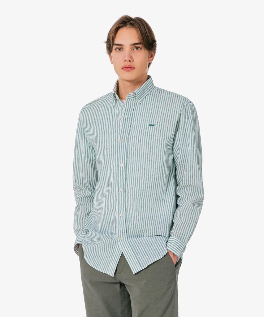 LACOSTE Men'S Linen Blend Striped Shirt Ch838E-56G 132