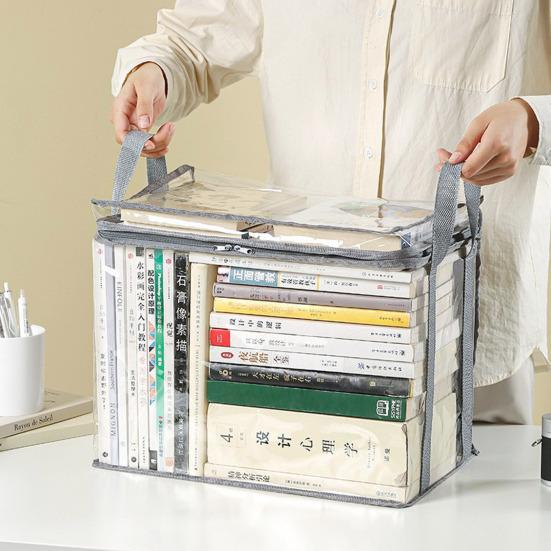 Multifunctional Storage Box Foldable Book Box with Handle Zipper Closure Waterproof Toy Box Transparent Storage Case