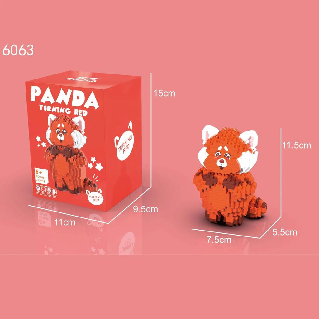 Turning Red Micro Building Blocks DIY Mei Lesser Panda Model Diamond Brick Figures Kid Toys For Christmas Gift
